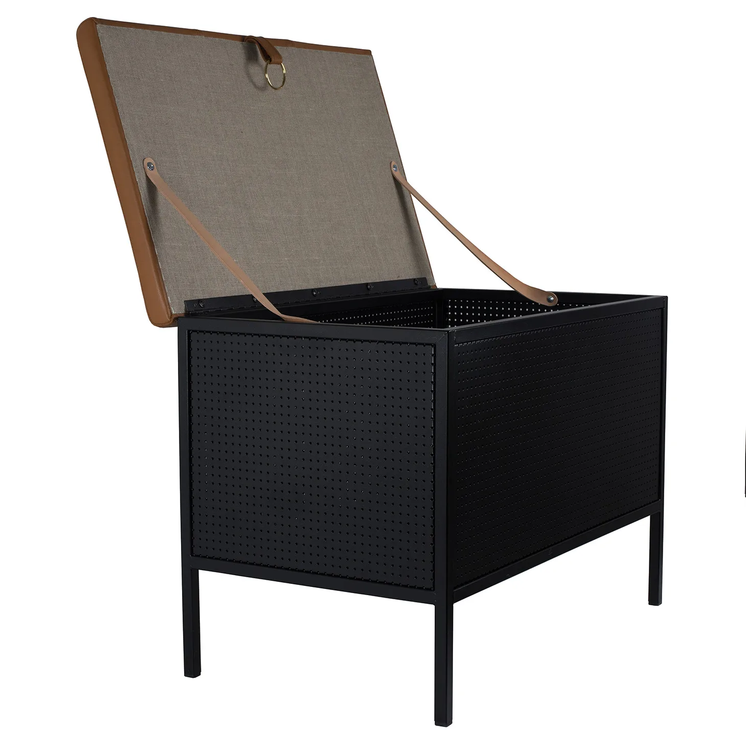 Frank storage bench, Black-Cognac Maze