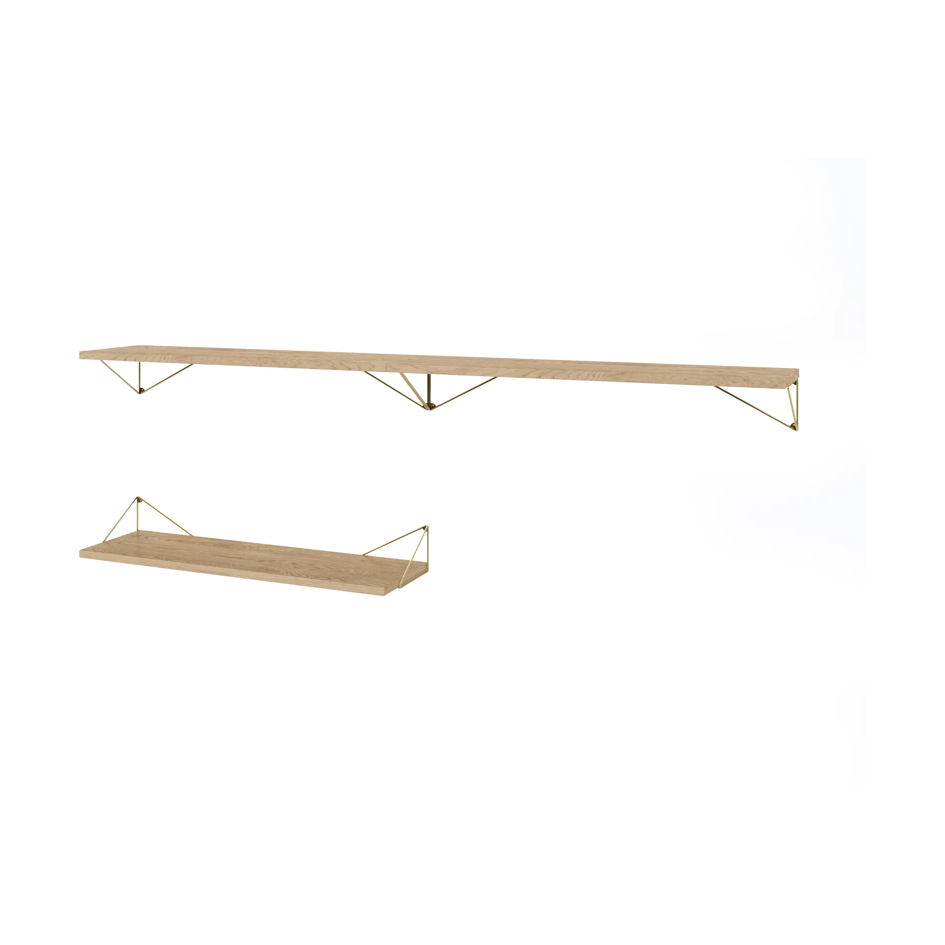 Pythagoras Bundle A shelving system oak-brass,  Maze