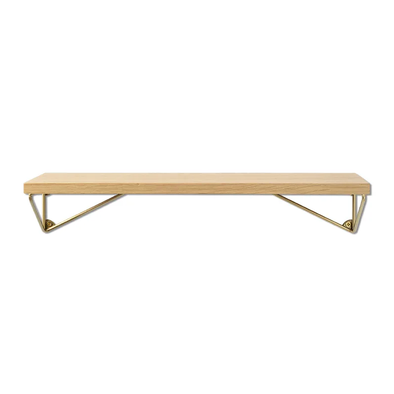 Pythagoras XS shelf, oak, brass Maze