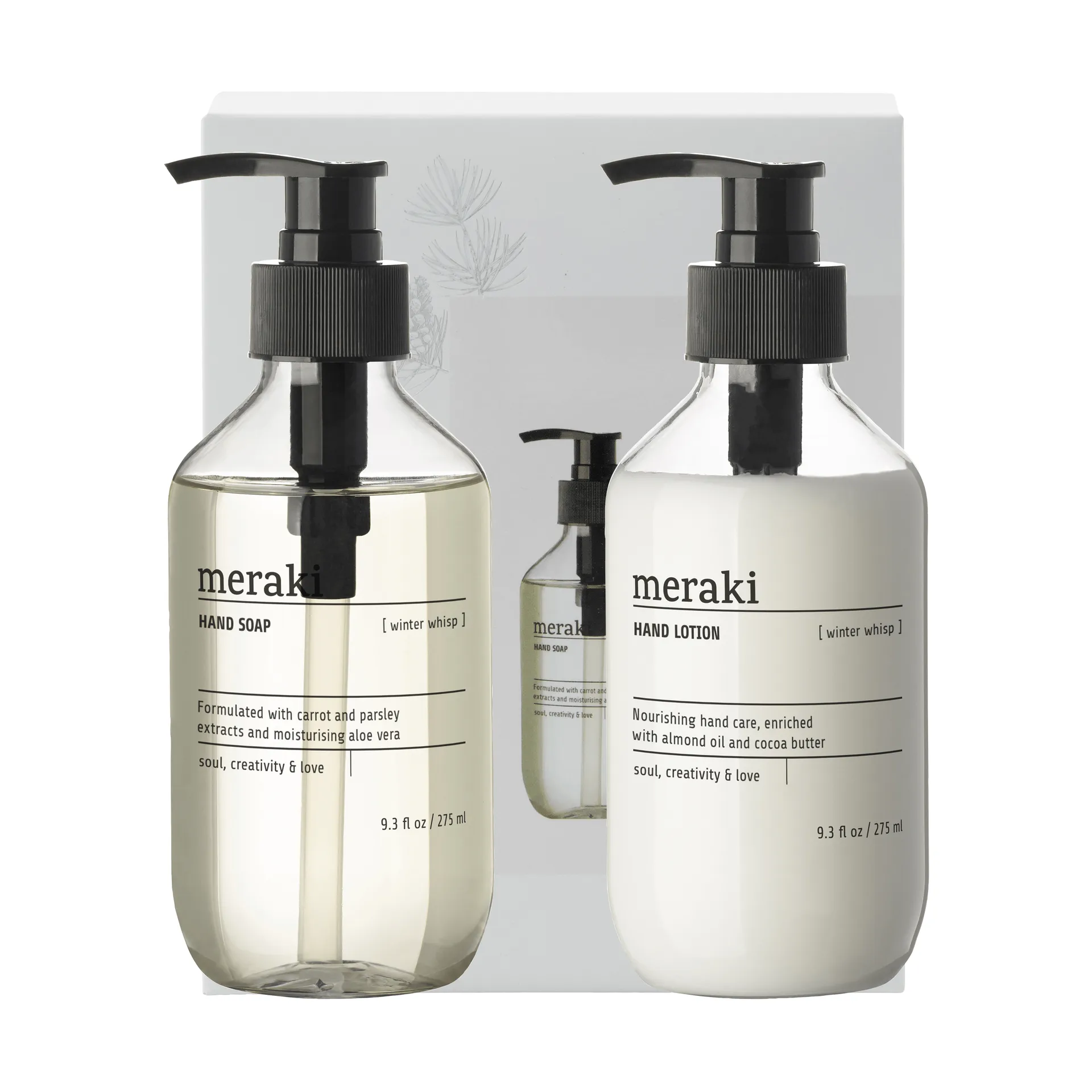 Meraki gift set hand soap with hand lotion, Winter whisp Meraki