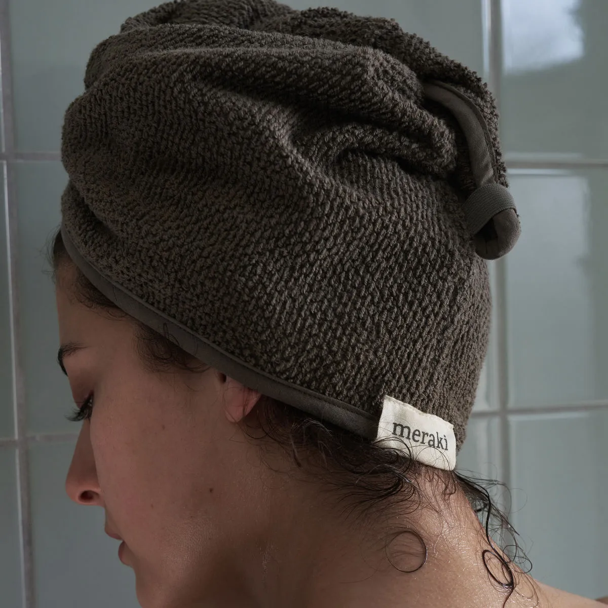Solid hair towel 25x63 cm, Army Meraki
