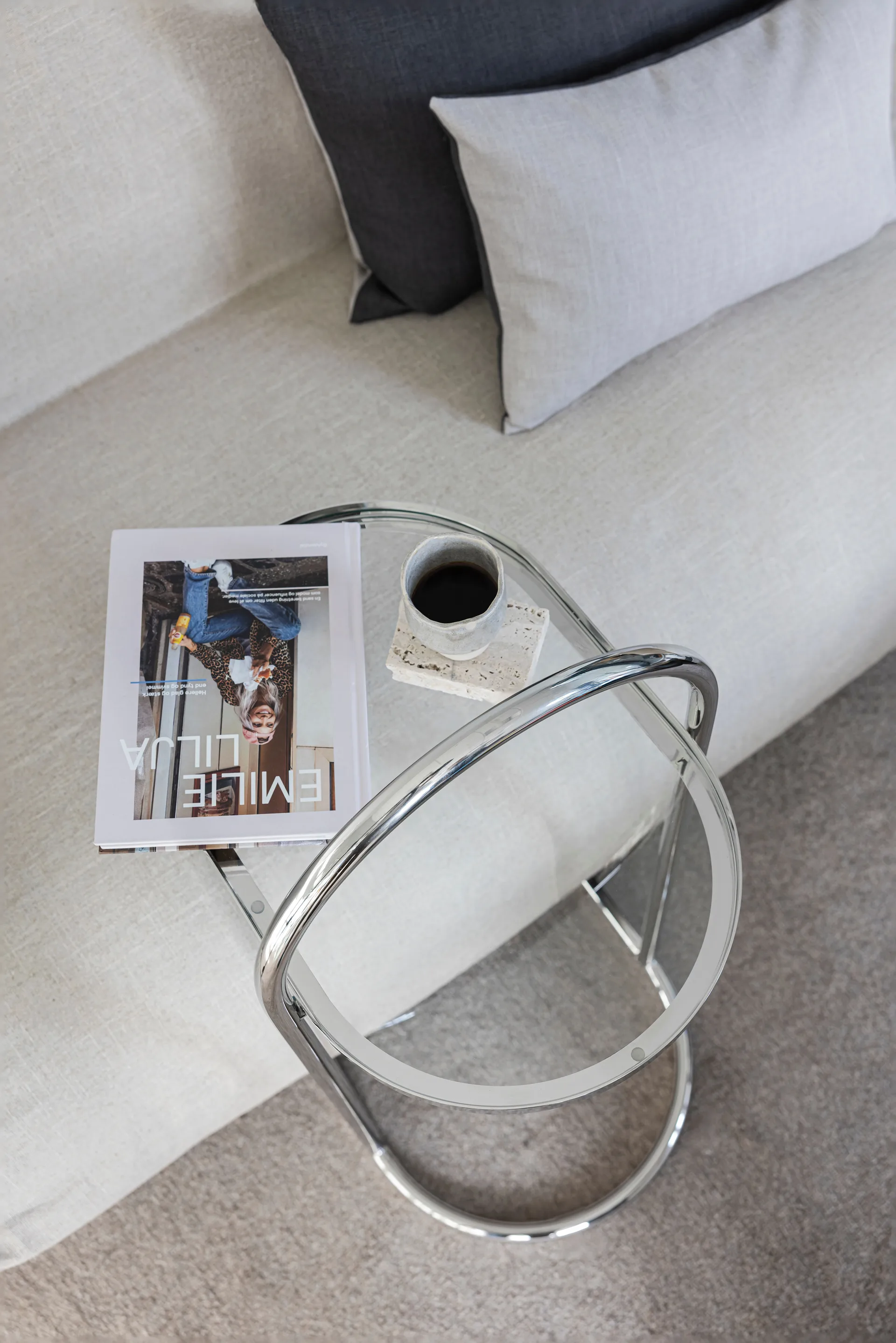 Moves side table, Chrome, 34.5x51x76.5 cm Mette Ditmer