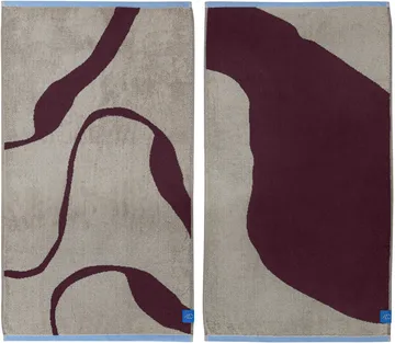 Nova Arte guest towel 40x55 cm 2-pack - Wine-sand - Mette Ditmer
