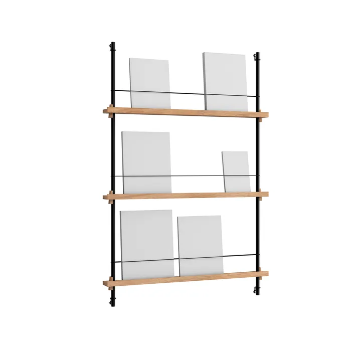 Magazine Shelving magazine rack - Oak-black, 85x115x7 cm, MS.115.1 - MOEBE