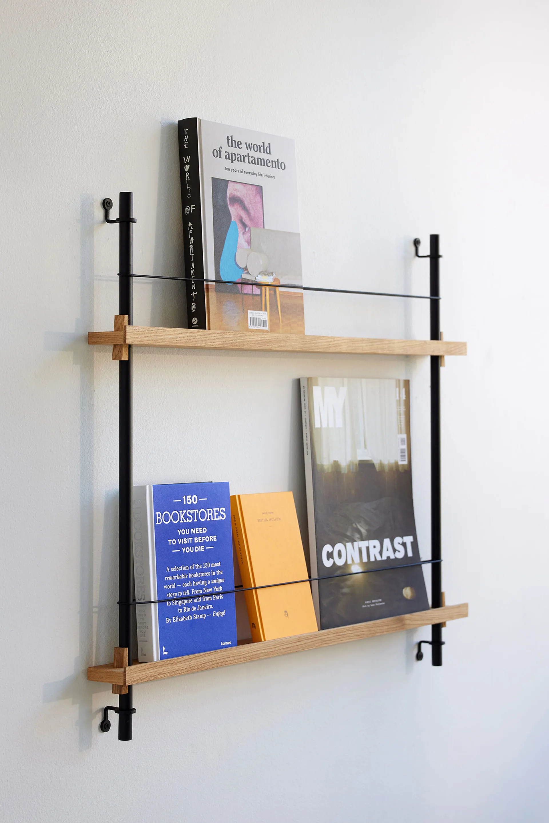 Magazine Shelving magazine rack, Oak-deep blue, 85x180x7 cm, MS.180.1 MOEBE