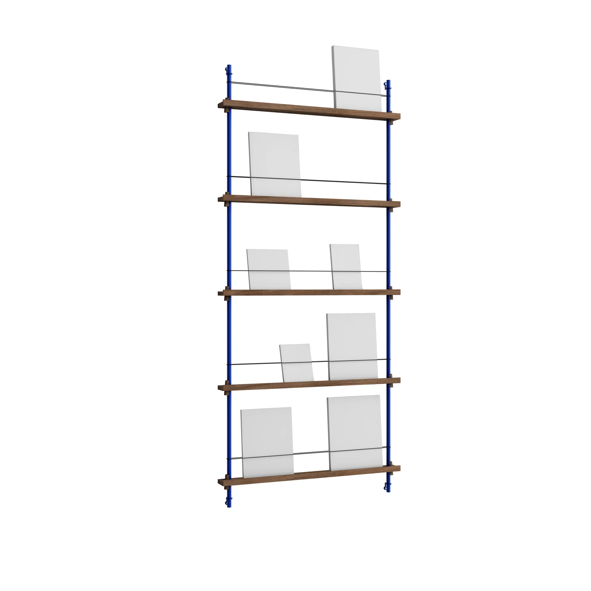 Magazine Shelving magazine rack, Smoked oak-deep blue, 85x180x7 cm, MS.180.1 MOEBE