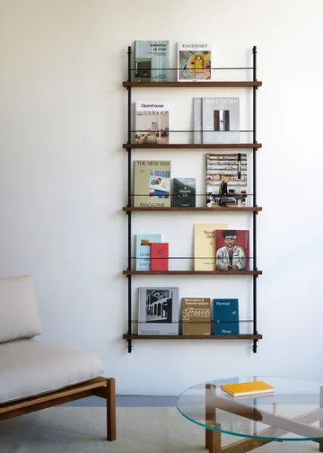 Magazine Shelving magazine rack - Smoked oak-deep blue, 85x180x7 cm, MS.180.1 - MOEBE