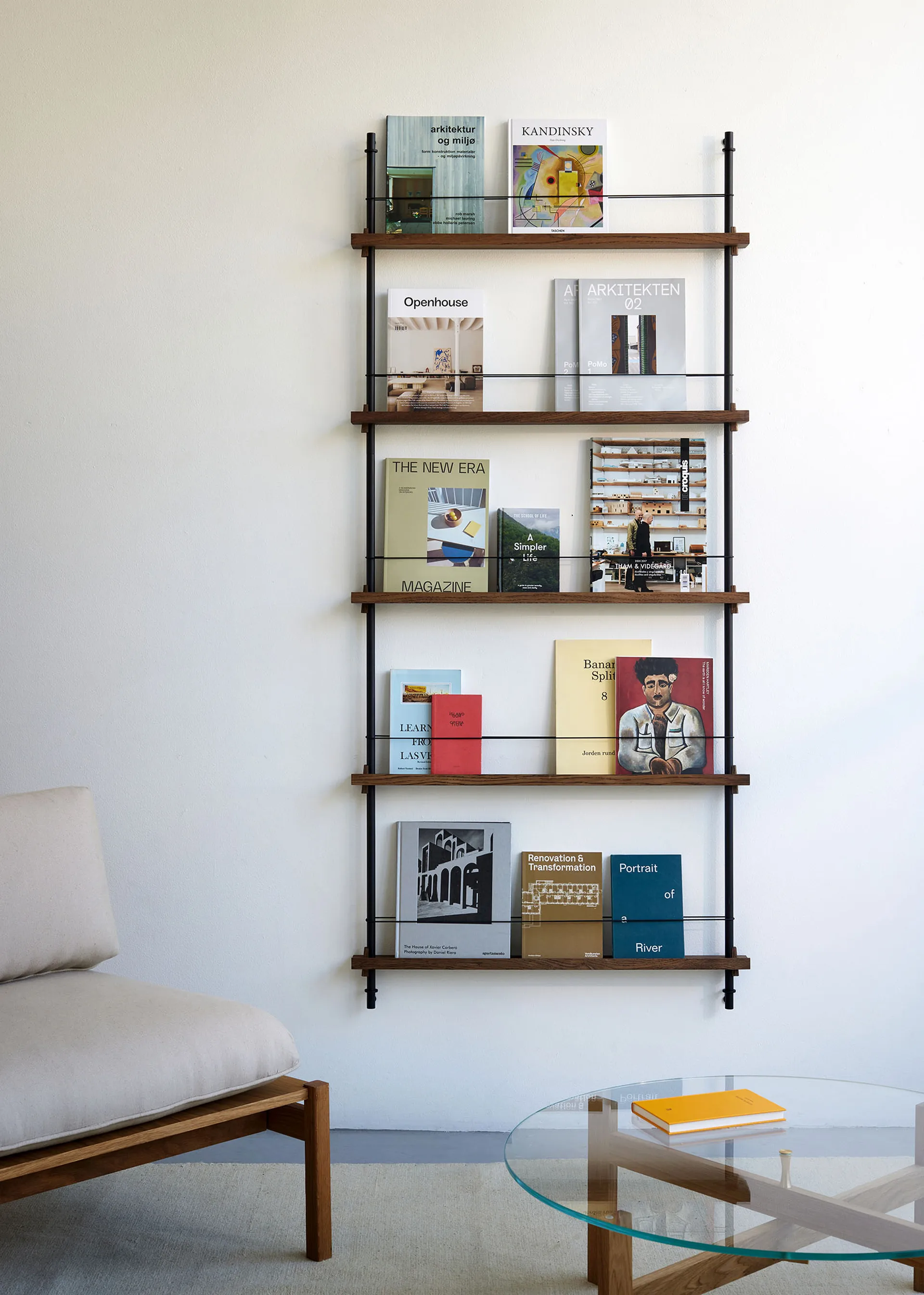 Magazine Shelving magazine rack, Smoked oak-warm grey, 85x180x7 cm, MS.180.1 MOEBE