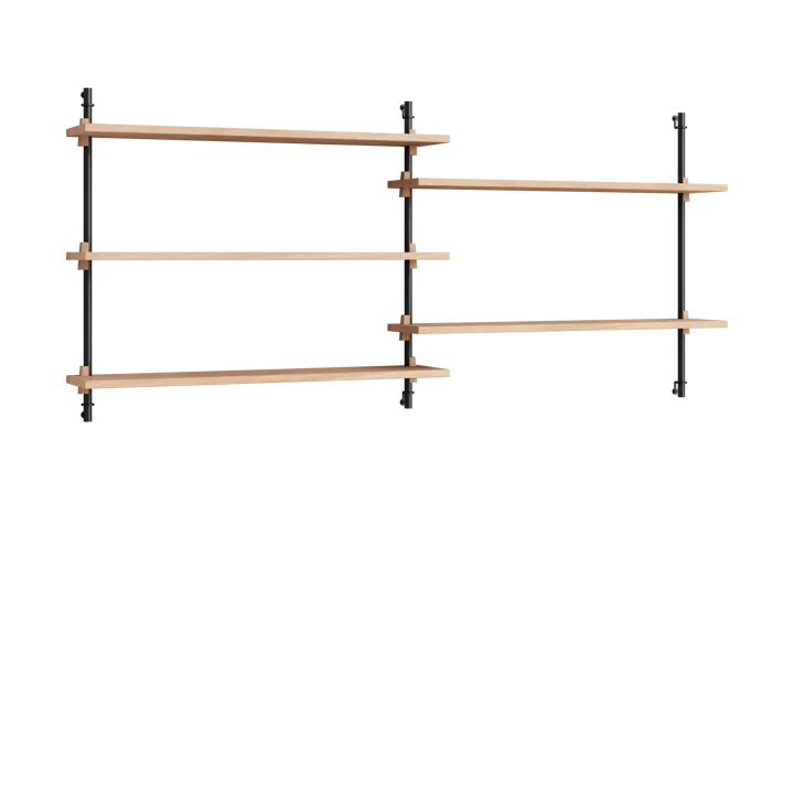 Moebe wall shelving ws.65.2.B - Oak-black - MOEBE