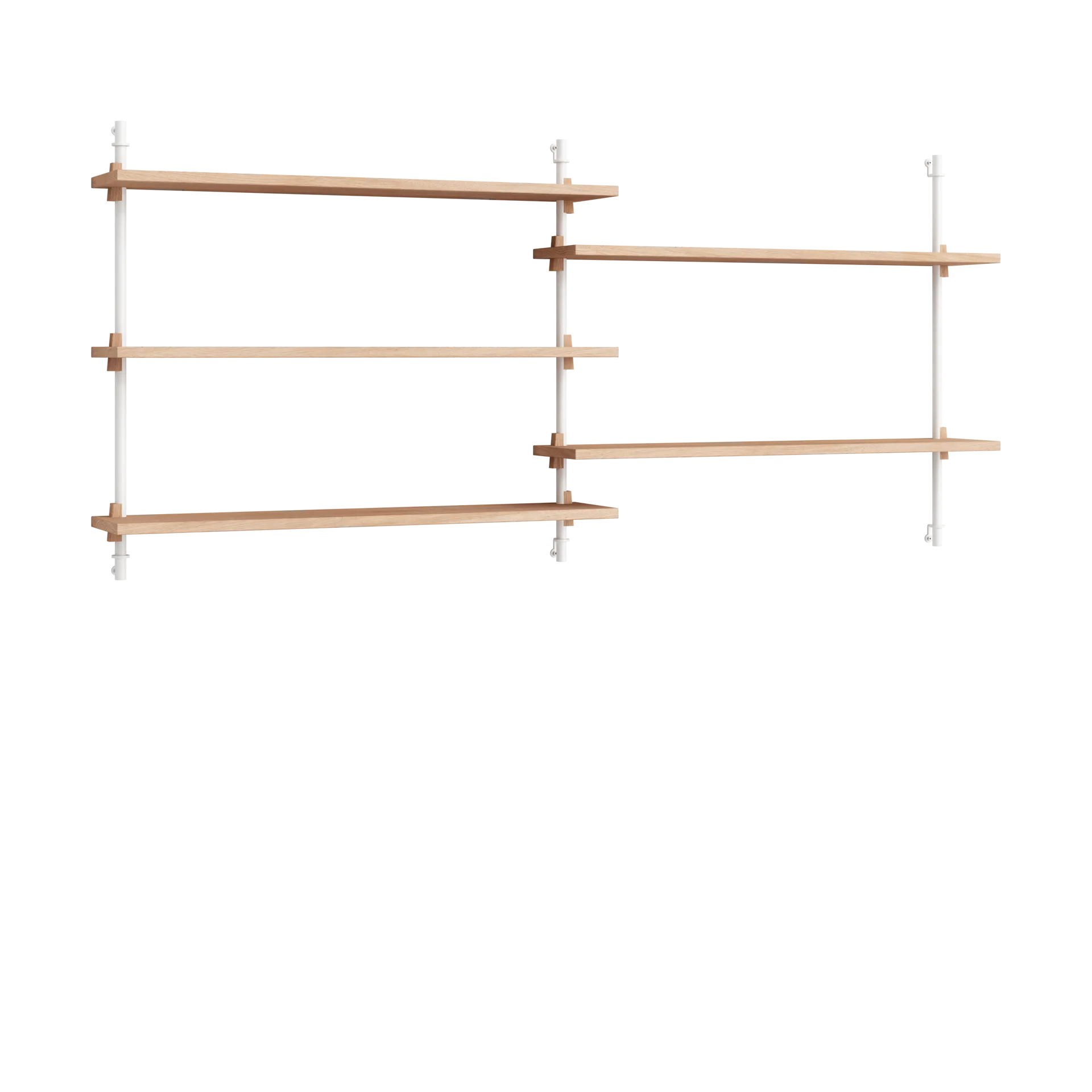Moebe wall shelving ws.65.2.B, Oak-white MOEBE