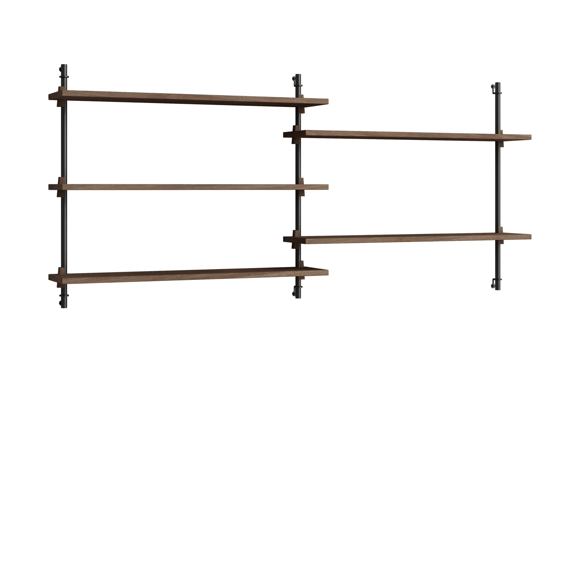 Moebe wall shelving ws.65.2.B, Smoked oak-black MOEBE