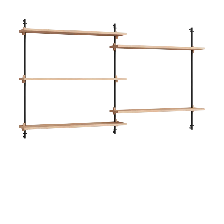 Moebe wall shelving ws.85.2.B - Oak-black - MOEBE