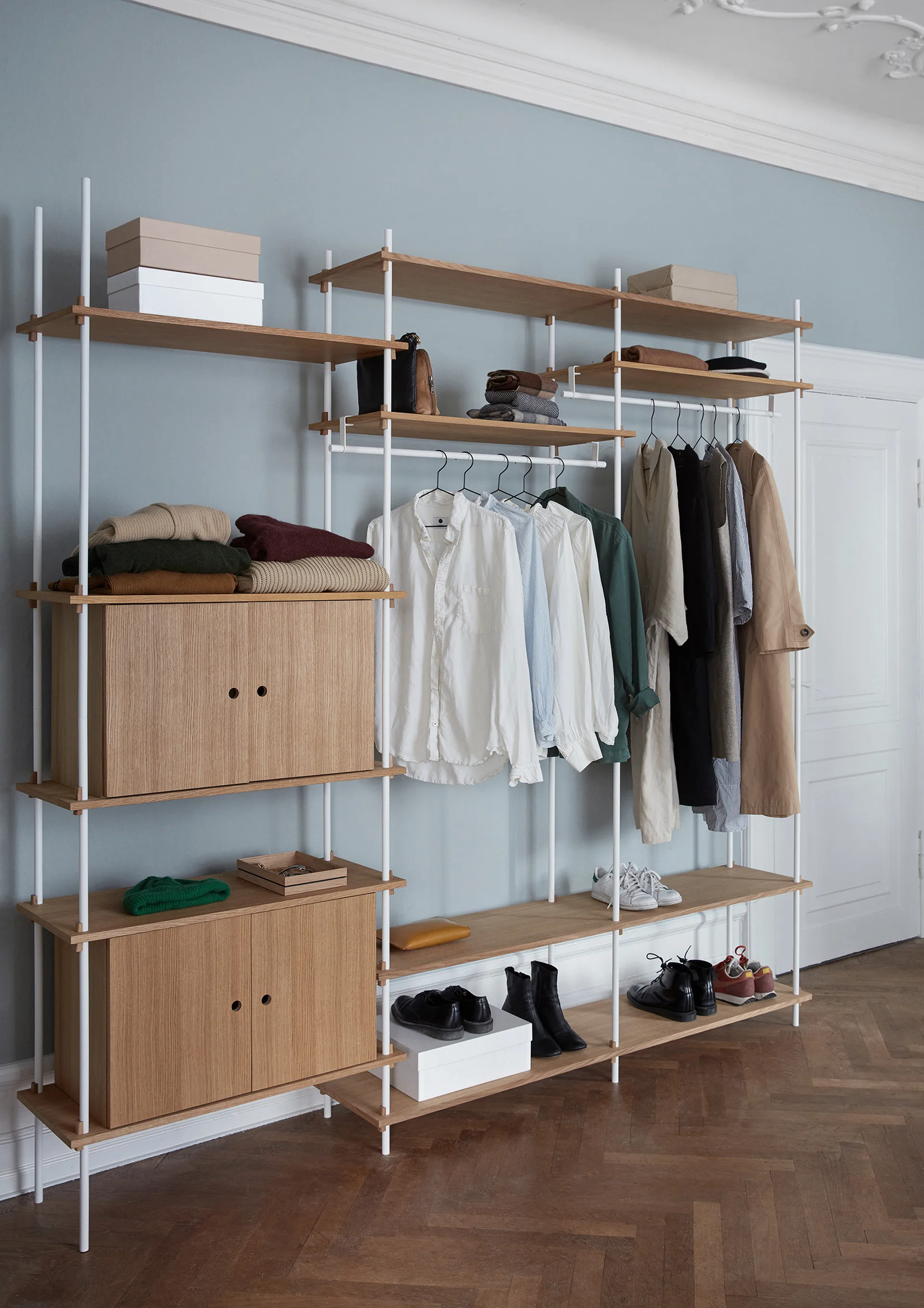 Shelving System shelf with cabinet, Black, 163x85x35 cm, S.85.2.C MOEBE