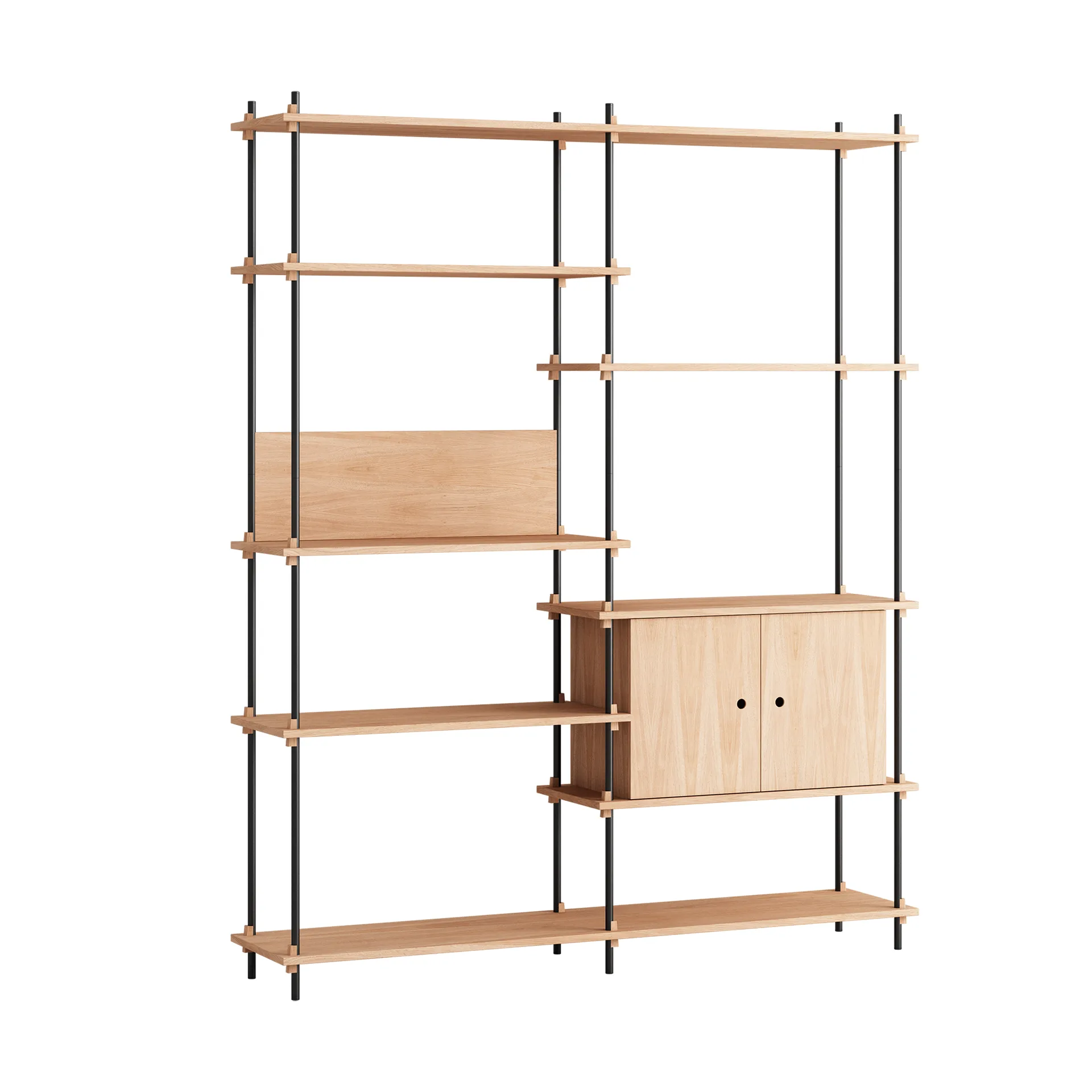 Shelving System shelf with cabinet, Oak-black, 163x200x35 cm, S.200.2.C MOEBE