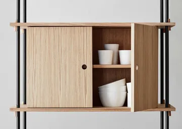 Shelving System shelf with cabinet - Oak-black, 163x85x35 cm, S.85.2.C - MOEBE