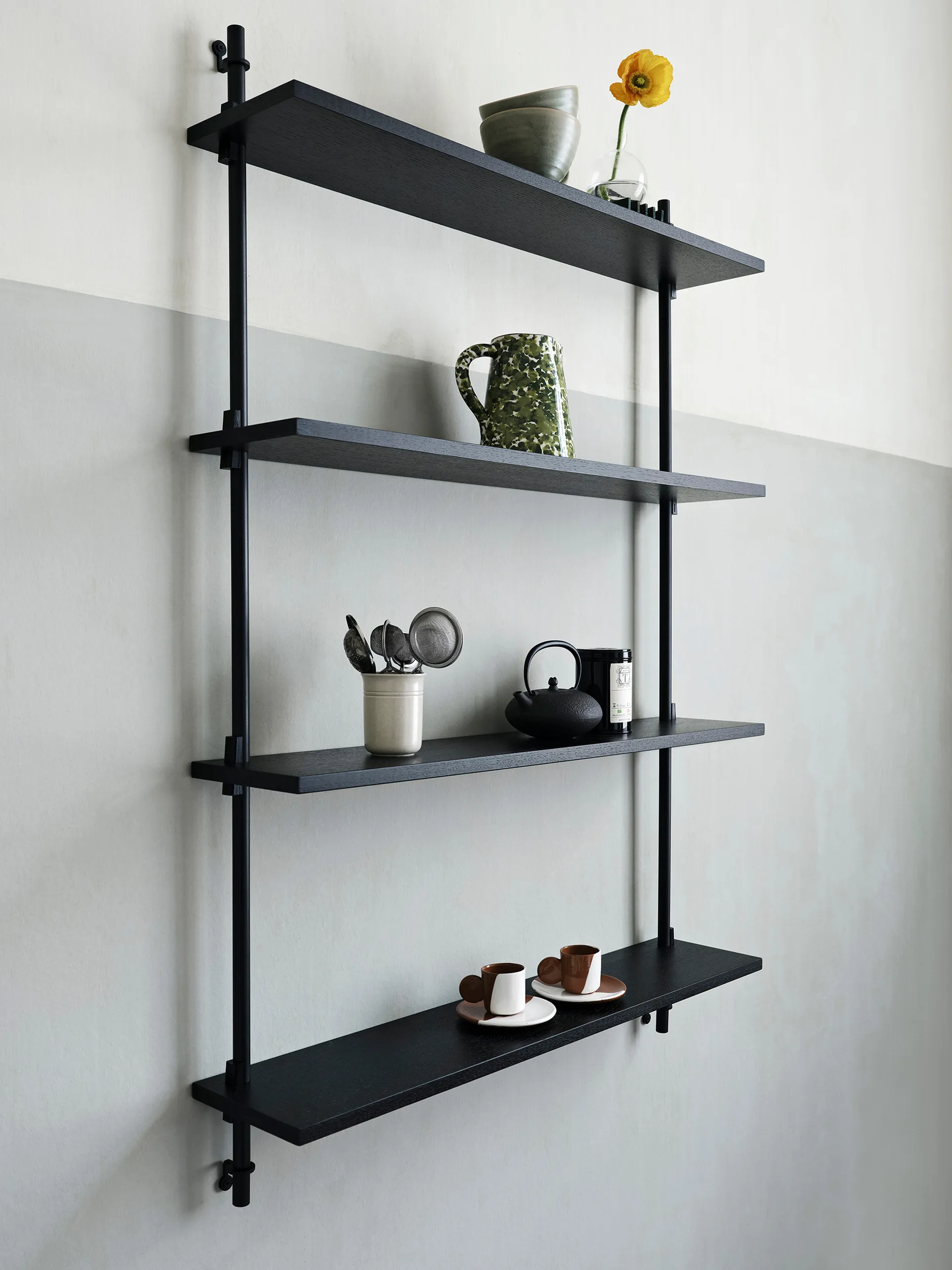 Wall Shelving wall shelf, Smoked oak-white, 92x65x17.5 cm, WS.65.1 MOEBE