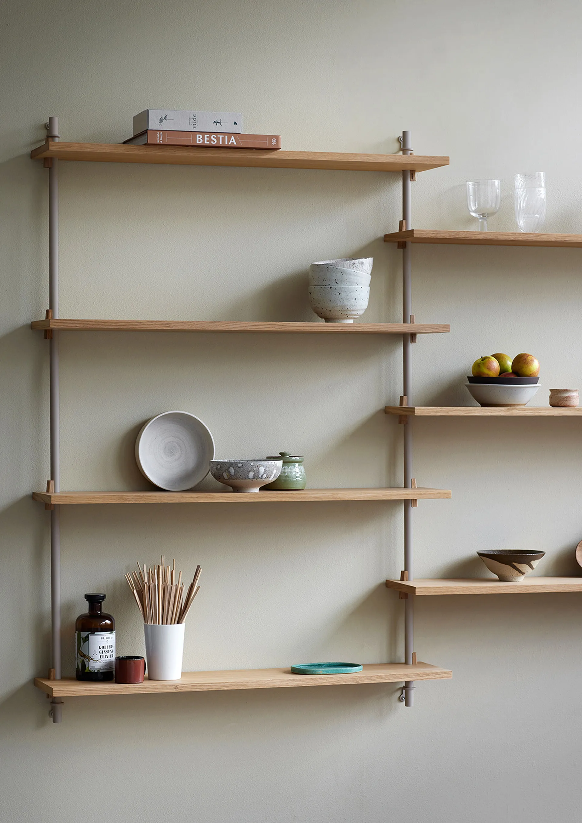 Wall Shelving wall shelf, Smoked oak-white, 92x65x17.5 cm, WS.65.1 MOEBE