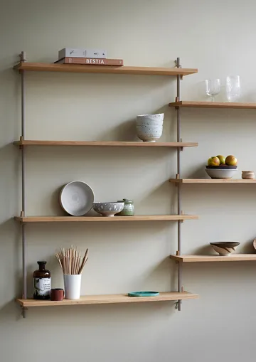 Wall Shelving wall shelf - Smoked oak-white, 92x65x17.5 cm, WS.65.1 - MOEBE