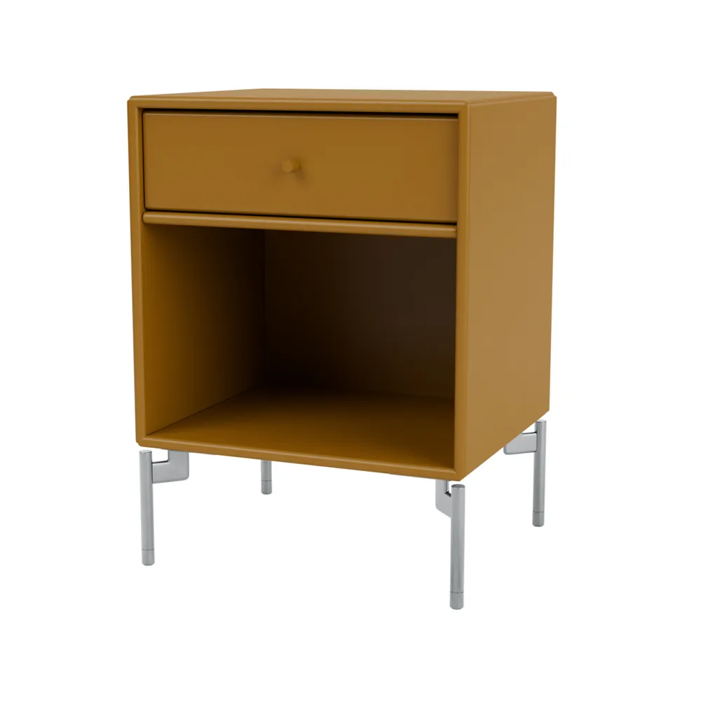 Dream bedside table, Amber, chrome legs Montana