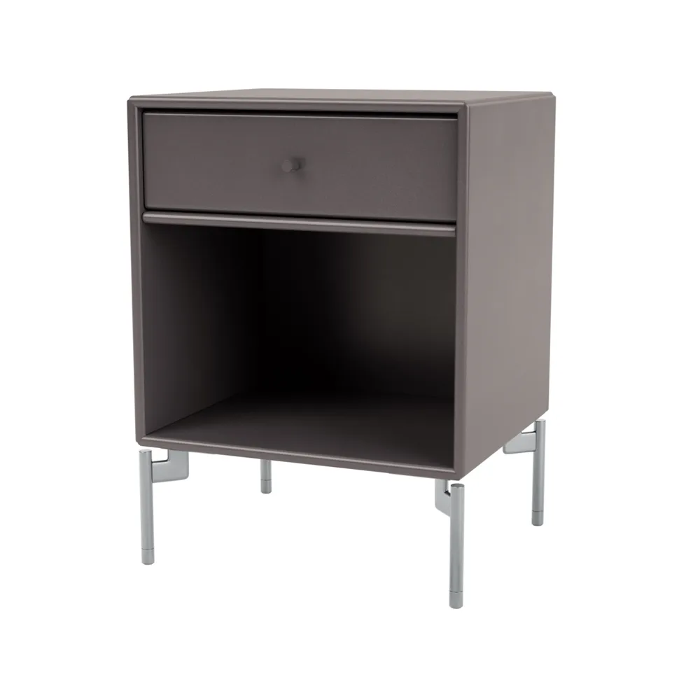 Dream bedside table, Coffee 35, chrome legs Montana