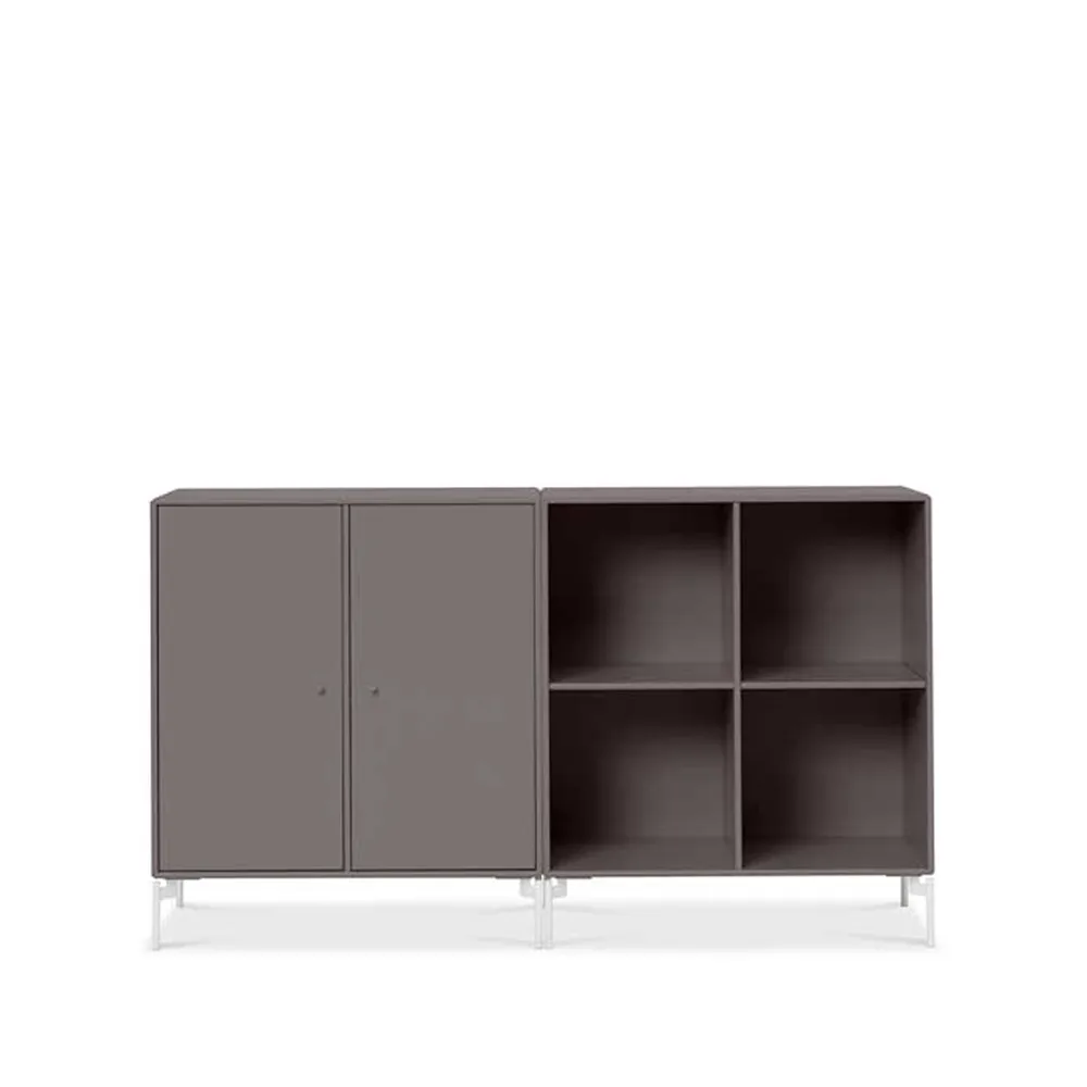 Pair side table, Coffee 35, white lacquered legs Montana