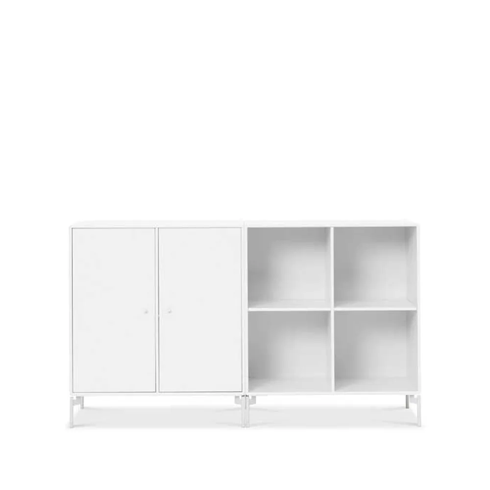 Pair side table, New white 101, white lacquered legs Montana