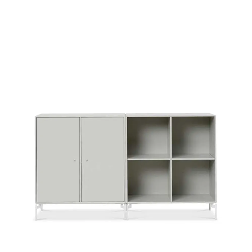 Pair side table, Nordic 09, white lacquered legs Montana