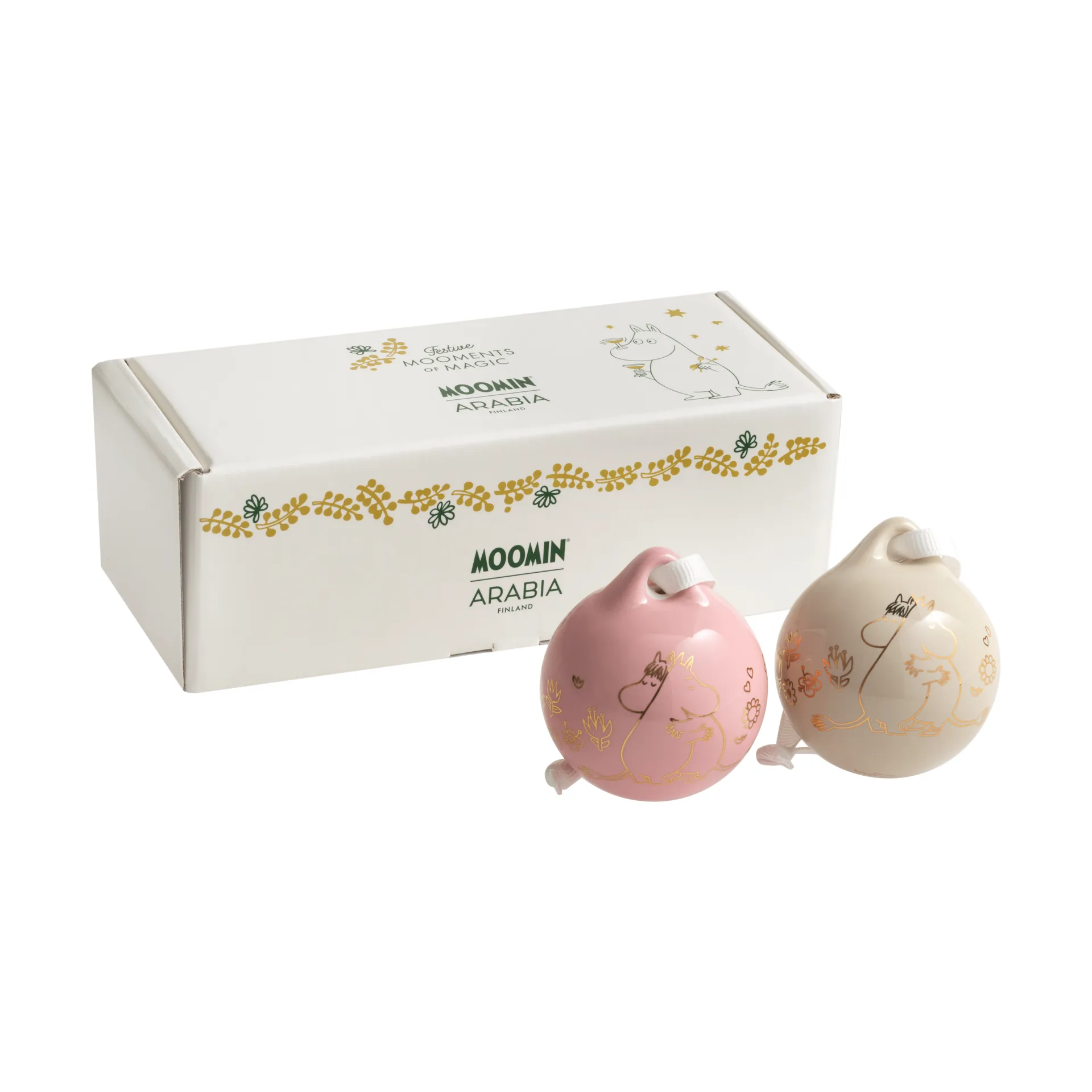 Kärlek Moomin Christmas bauble, Gold, 5 cm, 2-pack Moomin Arabia