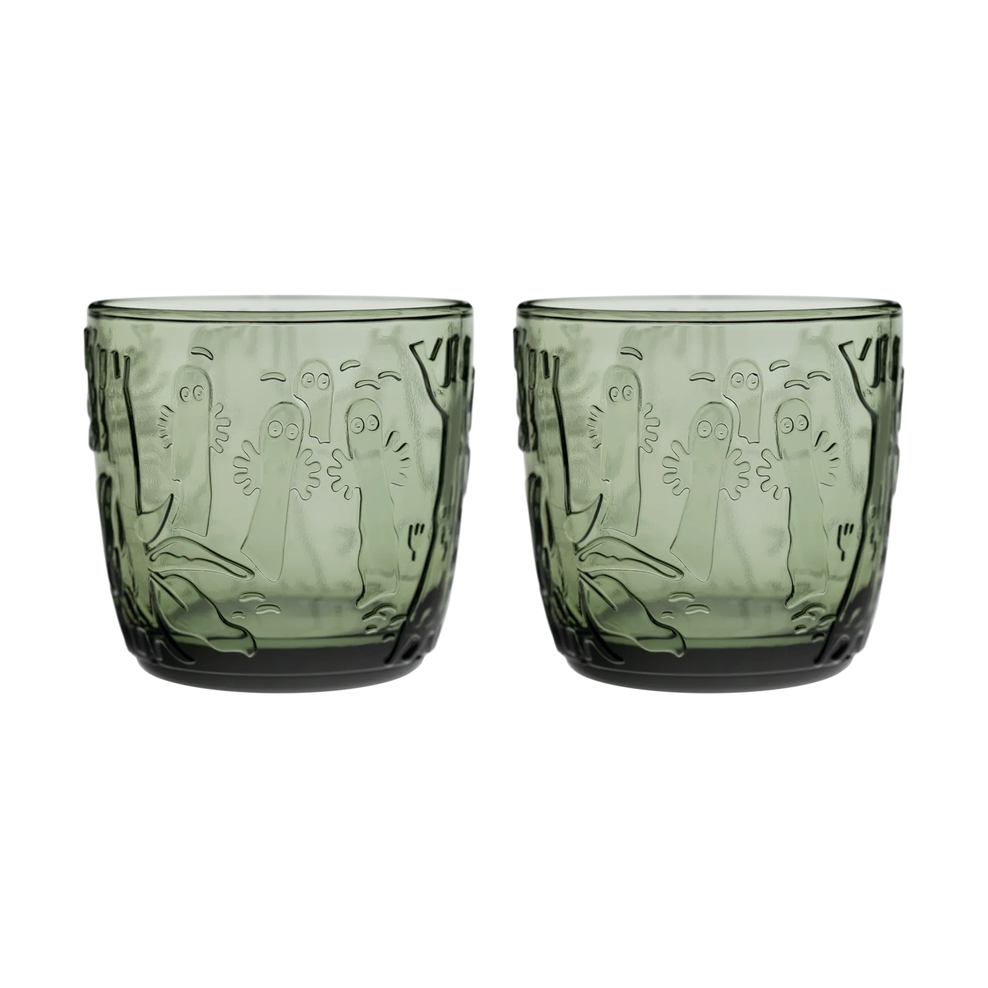 Moomin drinking glass 28 cl 2-pack, Pine green Moomin Arabia