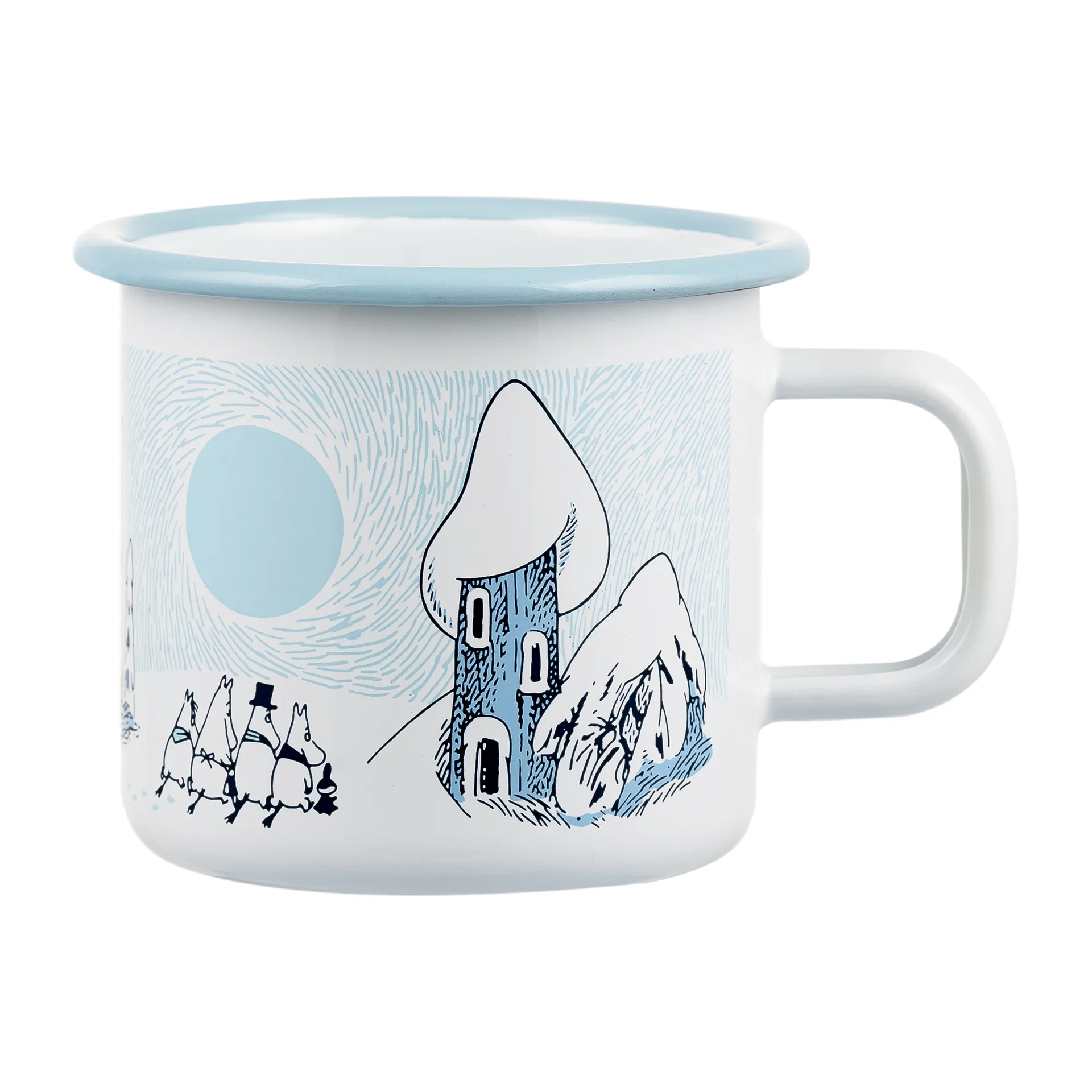 Moomin enamel mug Snowy Valley 37 cl, Blue-white Muurla