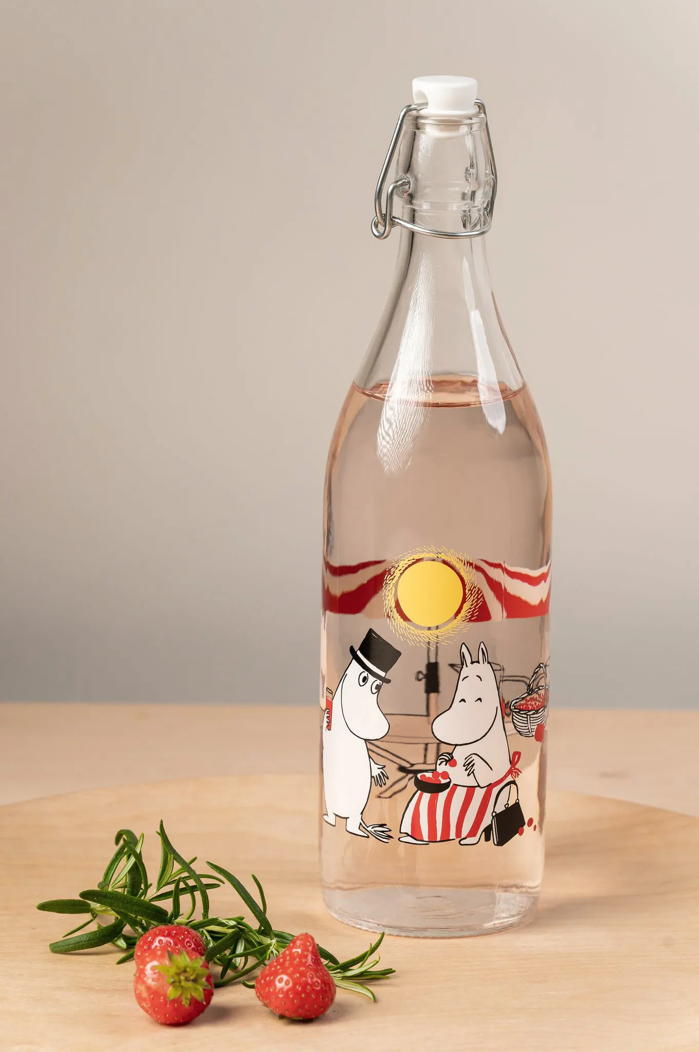 Summertime glass bottle 1 L, Transparent Muurla