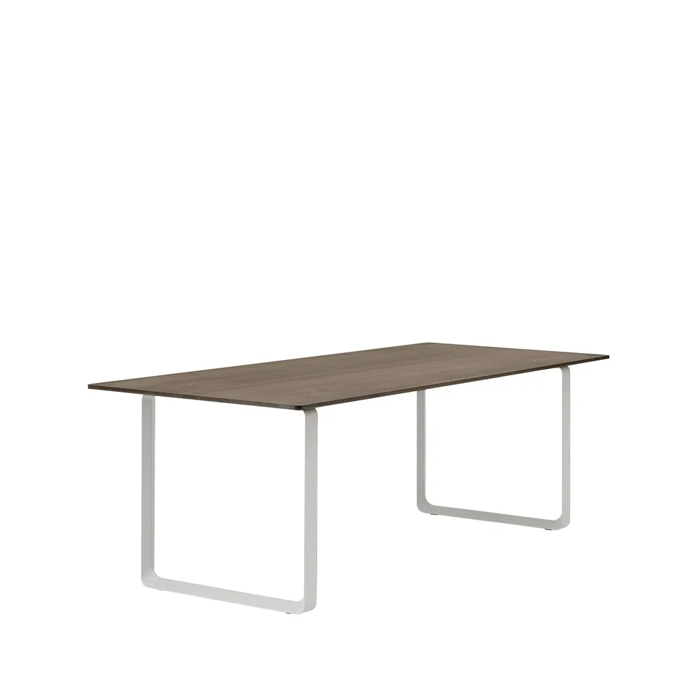 70/70 dining table 225x90 cm, Solid smoked oak-Grey Muuto