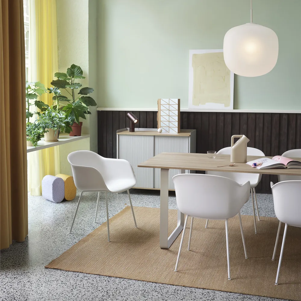 70/70 dining table 225x90 cm, Solid smoked oak-Sand Muuto