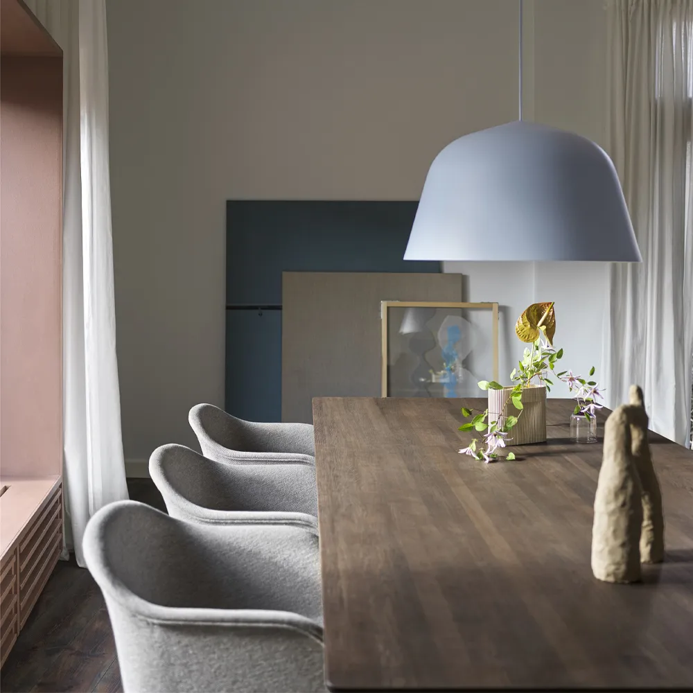 70/70 dining table 295x108 cm, Solid smoked oak-White Muuto
