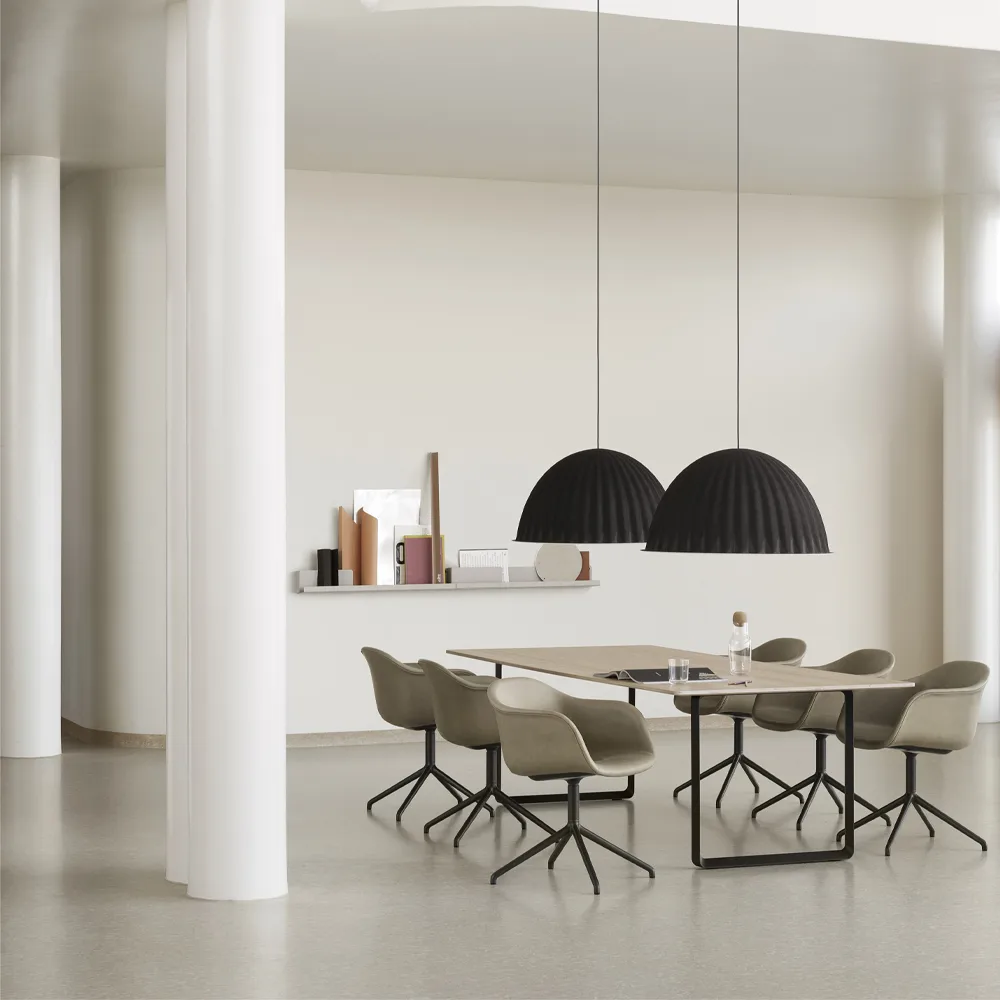 70/70 dining table 295x108 cm, Solid smoked oak-White Muuto