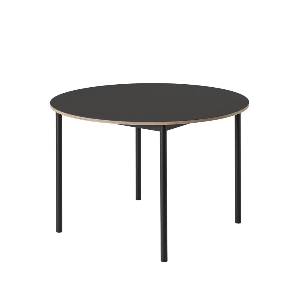 Base dining table round Ø110 cm, Black linoleum-Plywood-Black Muuto