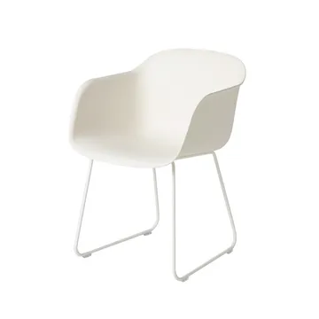 Fiber armchair sled base - Natural white, white sled base - Muuto