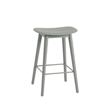 Fiber counter stool 65 cm - Dusty green, green leg - Muuto