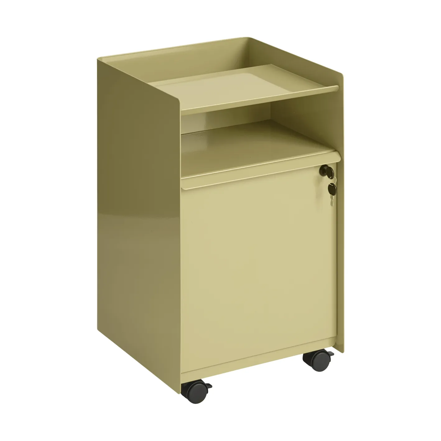 Folded Trolley trolley with cabinet, Dark beige green Muuto