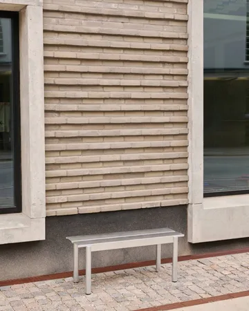 Linear steel bench 110 cm - Warm galvanized steel - Muuto