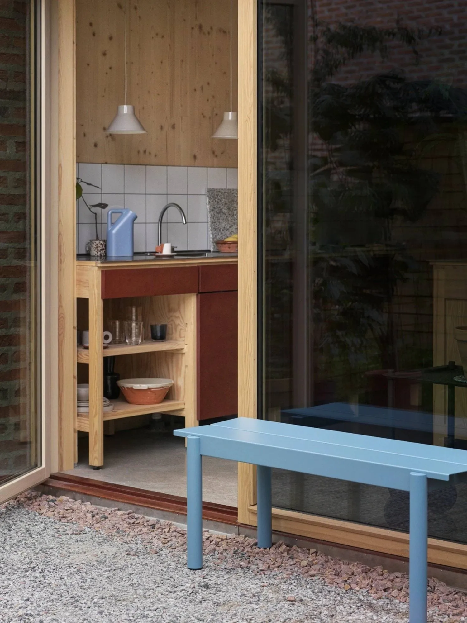 Linear steel bench 170 cm, Pale blue Muuto