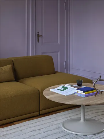 Soft coffee table Ø95 cm - Solid oak-grey - Muuto