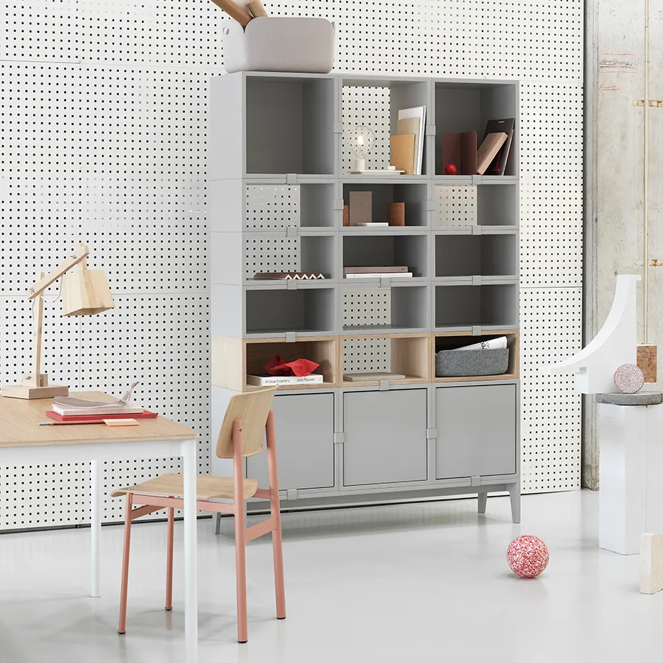 Stacked 2.0 shelving open, medium, light grey Muuto