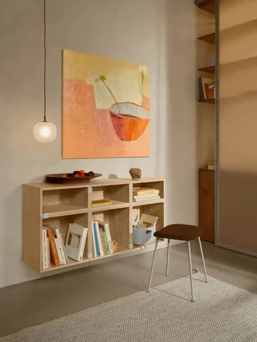 Stacked 2.0 shelving with back plate, medium - oak - Muuto