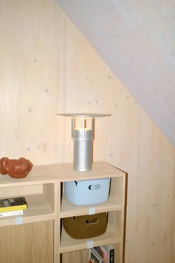 Stacked 2.0 shelving with back plate, small - oak - Muuto