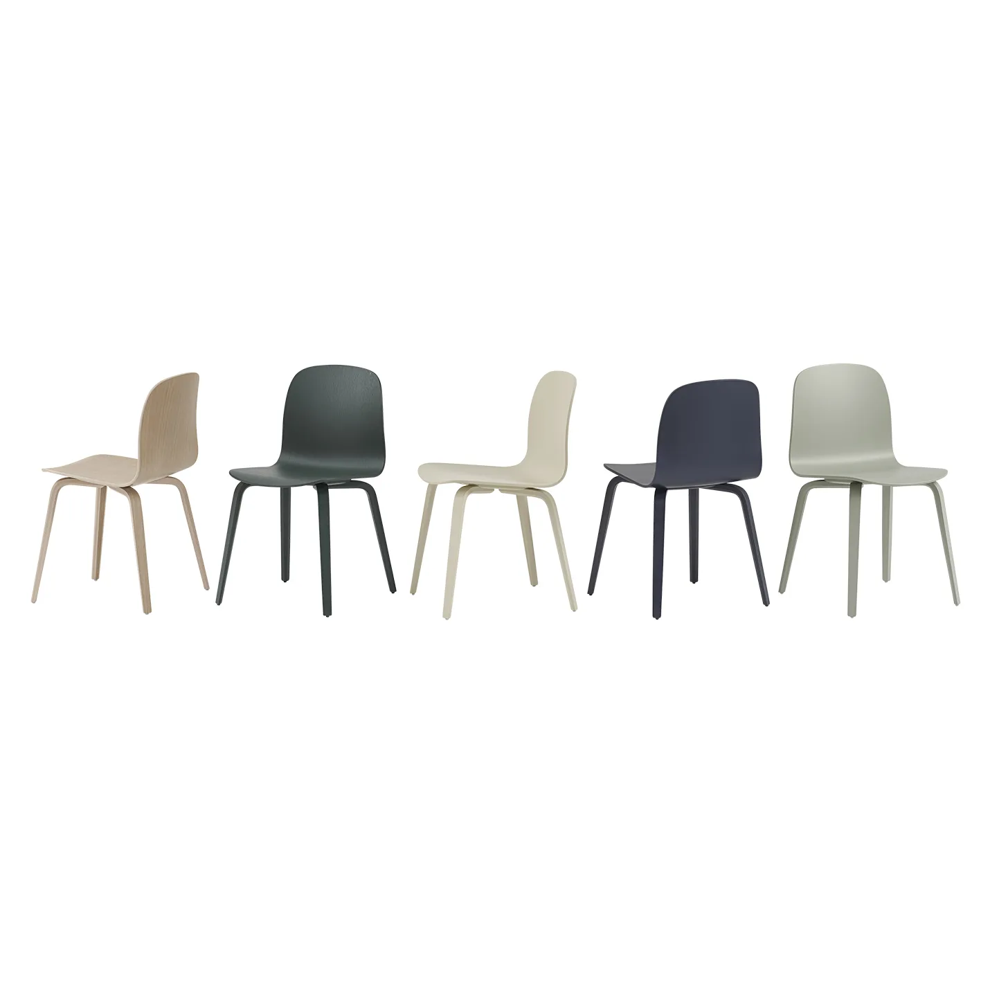 Visu chair wooden base, dusty green Muuto
