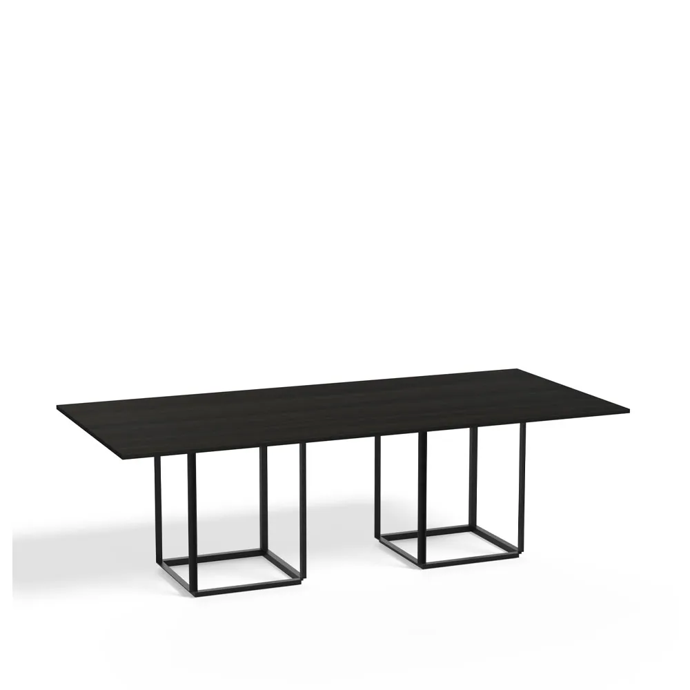Florence rectangular dining table, Black ash. black stand New Works