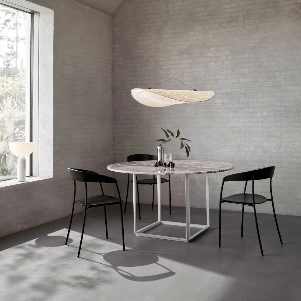 Florence round dining table, White viola marble. ø120 cm. white stand New Works