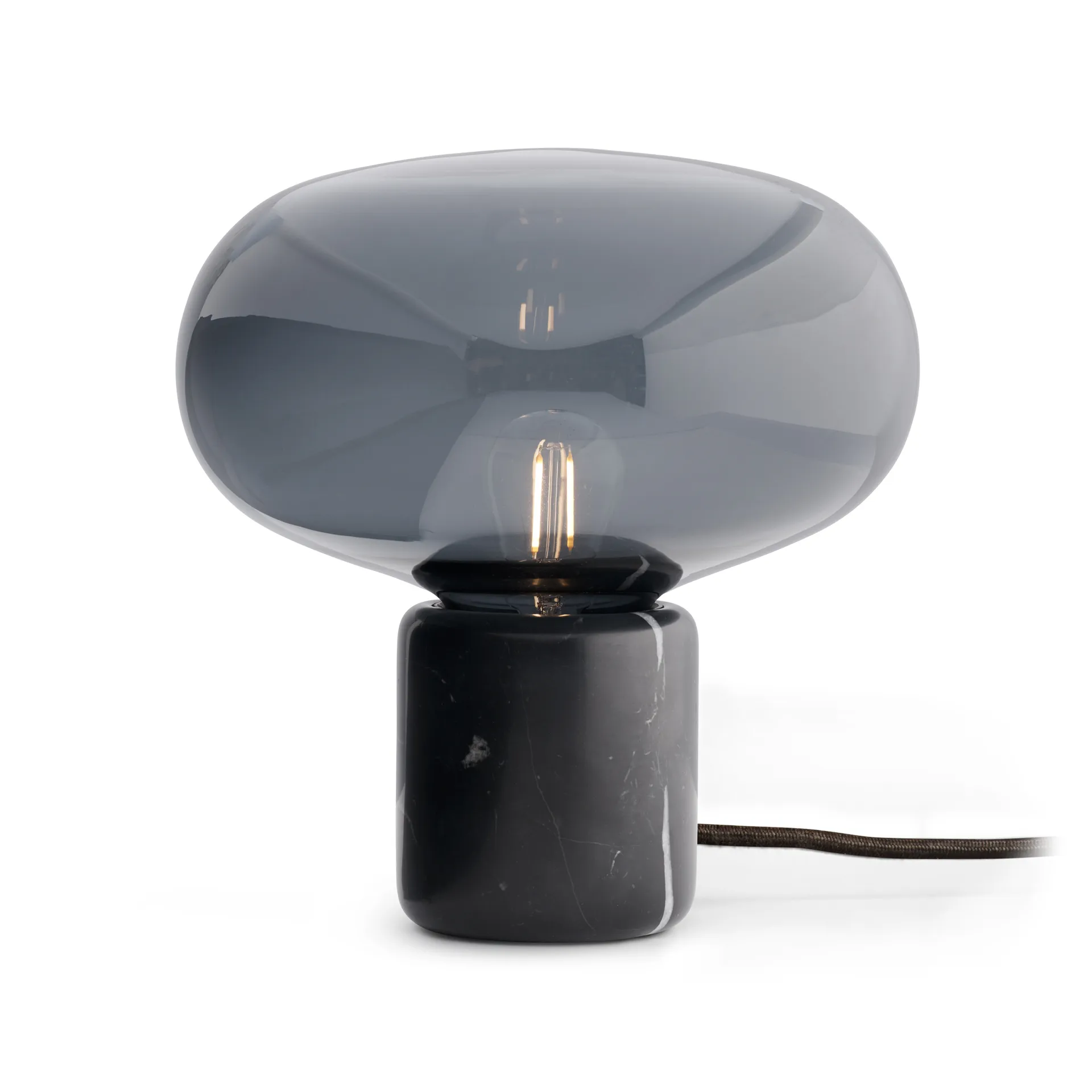 Karl-Johan table lamp, Black marquina-smoked glass New Works
