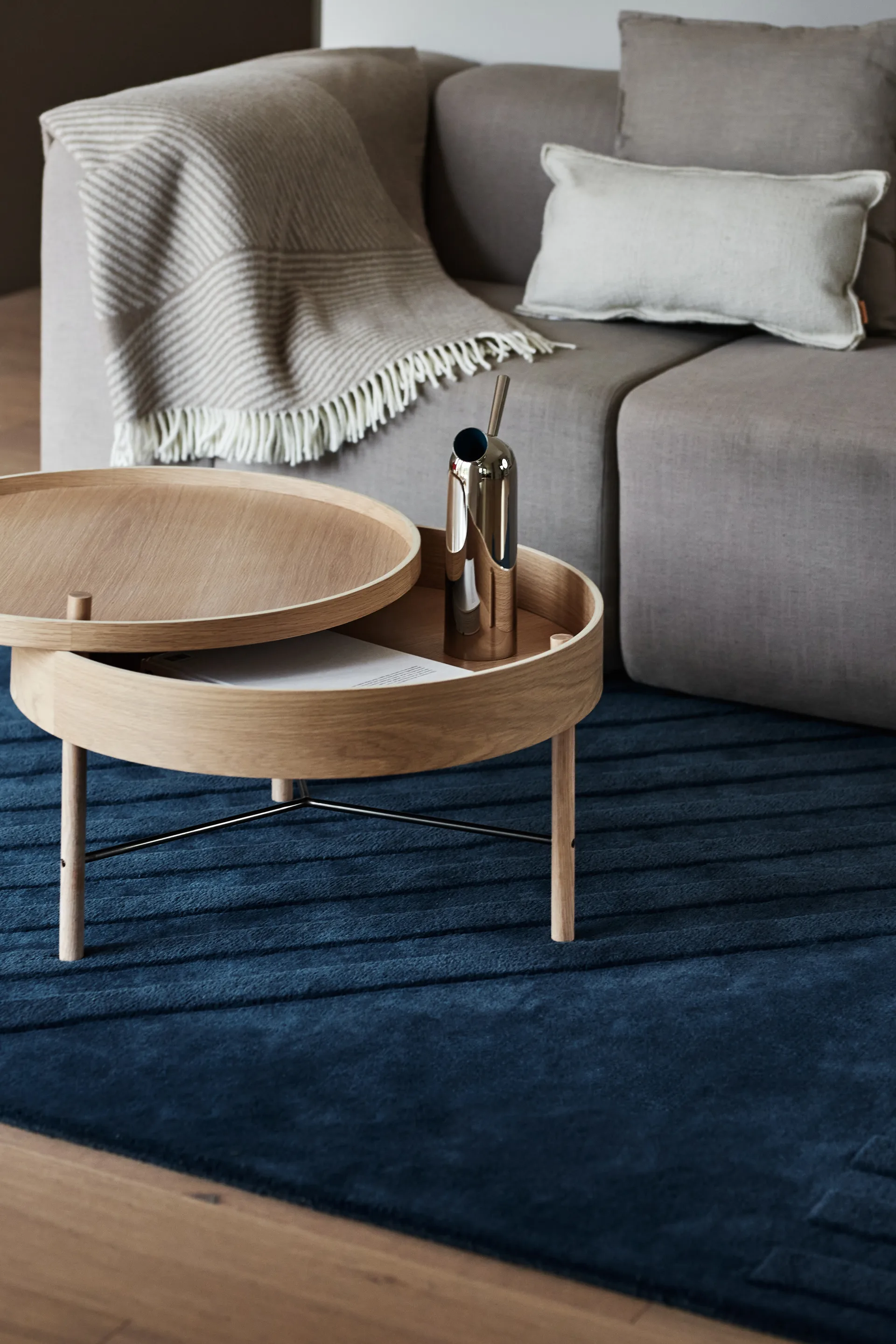Levels Stripes wool rug, Blue, 200x300 cm NJRD